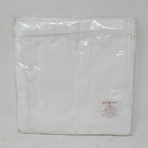 Linea Casa 12 Pack White Linen Cotton Dinner Napkins 20x20 Hand Drawn Hemstitch